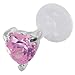 PINK LARGE CZ Heart Tragus Earring Stud or Labret