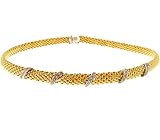 14K Rope Necklace with 14k-set White Gold Diamond Rings