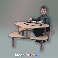 Wild Zoo Furniture Childs Play Table for 4 Kids, Ages 2 to 5, Maple/Tan