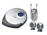 Slim Personal CD Player with Mini AM/FM Pocket Radio and Speaker System