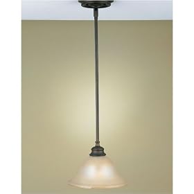 Murray Feiss P1081ORB Pub One-Light Pendant in Oil Rubbed Bronze and Frosted Amber Glass by Murray Feiss