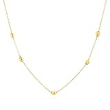 10K Yellow Gold Rolo Necklace w/Diamond Cut Design 17''