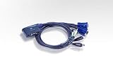 ATEN 2-Port USB 2.0 VGA Cable Built-in KVM Switch with Audio Support CS62U (Gray)