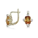 14k Gold Diamond and Citrine Earring (0.10ct.tw.)