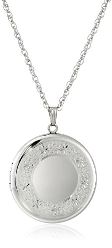 Sterling Silver Extra-Large Engraved Round Locket, 22"