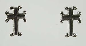 Tiny Ornate Cross Stud Earrings in Sterling Silver, #11826
