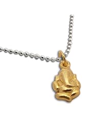 Shanti Boutique Gold Ganesh on Sterling Silver Necklace 16-17" adjustable