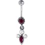 Antique Silver Ruby Red Victorian Dangle Belly Ring