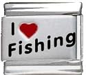 Clearly Charming I Heart Fishing Red Heart Laser Italian Charm