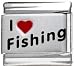 Jewelry : Clearly Charming I Heart Fishing Red Heart Laser Italian Charm