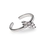 Eve's Addiction Sparkling Diagonal CZ Sterling Silver Toe Ring