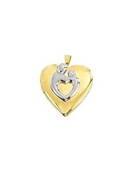 21.00x19.25 mm Heart Shaped Mother and Child Locket in Yellow Gold Filled