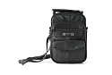 Black Leather Shoulder Man Bag Travel Organiser or Camera Bag with pocket with card slots on front