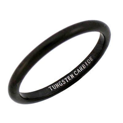 2MM Black ClassicTungsten Carbide Band (sizes 5 - 12 Available)