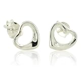 Designer Inspired Elsa Peretti Open Heart Sterling Silver Earrings