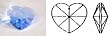 Swarovski Strass Medium Sapphire Heart With Lazer Logo Etched 40mm # 8781-40 Set of 10pc
