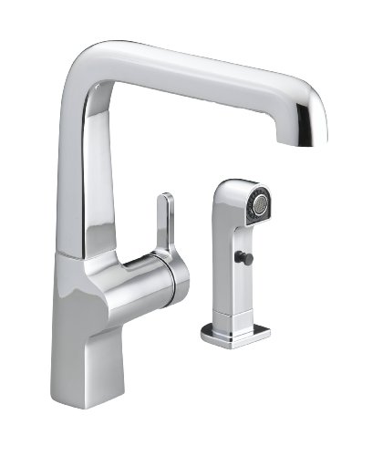 KOHLER K-6334-CP Evoke Single Control Kitchen Sink Faucet with Sidespray, Polished Chrome