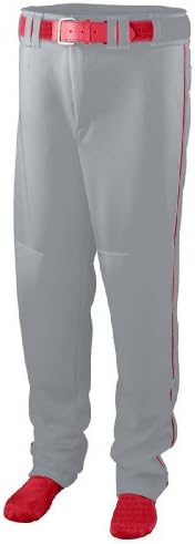 Augusta 1446A Youth Series Baseball & Softball Pant With Piping, Silver & Red - Extra Large