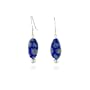 Sterling Silver Millefiori Venetian Glass Oval Blue Earrings