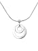 Sterling Silver Italian Double Vertical Circle Shape Pendant with 16 Snake Chain