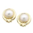 Mabe Cultured White Pearl, 14Kt. Yellow Gold. Mabe White Cultured Pearl Earrings