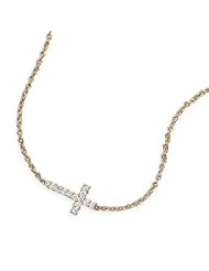 14 Karat Gold Plated Necklace with CZ Cross