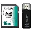 TOPRAM 16G 16GB SD SDHC Class 10 Extreme Speed Secure Digital Memory Card (SD Ver. 3.0) W/R3 Card Reader - TRSD16GSDHC10R3