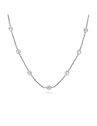 14K White Gold CZ By the Yard Long Links