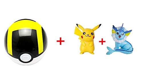 Black-Yellow Pokeball + 1pcs Free Random Pokemon Figures Anime Action Toys