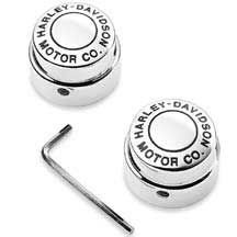 Chrome H-D® Motor Co. Logo Front Axle Nut Cover Kit