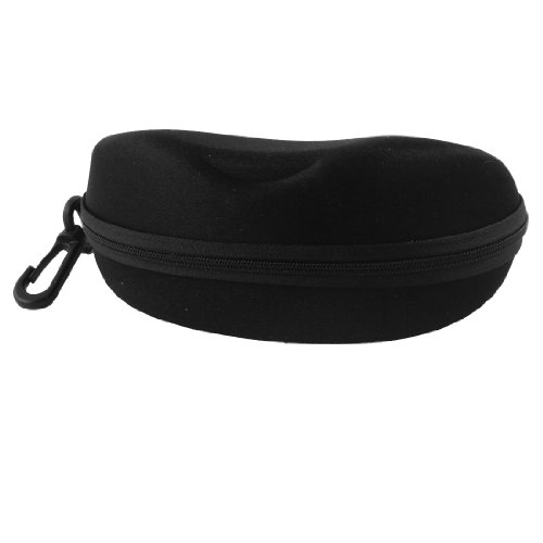 Black Oval Shaped Zip Closure Eye Glasses Eyeglass Holder Case Box