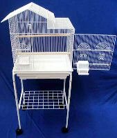 Canary Parakeet Cockatiel LoveBird Finch Cage Vila Top - 18"x14"x46" With Stand On Wheels, Wht