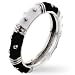 Fun Black and White Enamel Silver Stack Ring