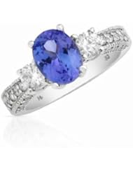 14K White Gold Tanzanite and Diamond Ring -- LIFETIME WARRANTY