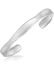 Sterling Silver Rhodium Plated Open Cuff with a Scallop Style