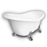 American Bath Factory B1-1600-WW-DM3-M2-25-CH Princess Slipper Clawfoot Bathtub in White, Paw Feet i