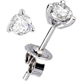 Solid 14KT White Gold Martini Set Genuine DIAMOND Stud Earrings (.33 cttw, H-I Color, I2 Clarity)