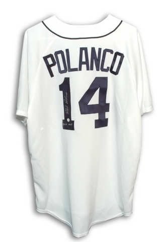 Autographed Placido Polanco Detroit Tigers White Majestic Jersey Inscribed ALCS MVP