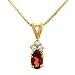 Oval Garnet Pendant with Diamonds on Chain .04cttw
