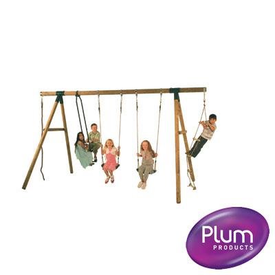 Childrens Toyshop  Toys : Plum Products Wooden Kids Outdoor Twin Swing Set - Gibbon