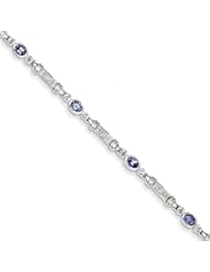 Sterling Silver Tanzanite And Diamond Bracelet, Best Quality Free Gift Box Satisfaction Guaranteed