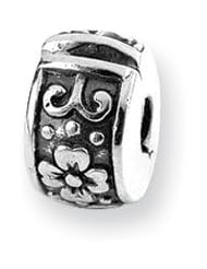 Hinged Floral Clip Charm in Silver for 3mm Charm Bracelets