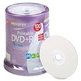 DVD+R Recordable Discs, Ink Jet Print, 4.7 GB, Silver, 100/Pack MEM32025623