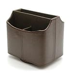 Remote Control Organizer - Brown Faux Leather (Brown) (7.75H x 8.25W x 6D)