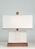 Glazed White Pottery Rectangular Accent Table Lamp