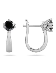 2.07 Cts Black & White Diamond Earrings in 14K White Gold