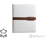 StilGut White elegante weiße Ledertasche Lederetui Case Hülle für Apple iPad Wifi + 3G aus echtem Leder
