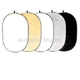 Ardinbir Studio 43 x 66 (112 x 168cm) 5 in 1 Oval Collapsible Disc Photo Reflector/Diffuser Kit: Gold Silver Black White Translucent Set