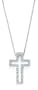 Sterling Silver Diamond Cross Necklace - JewelryWeb