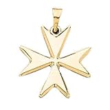 : Maltese Cross 14K Yellow Gold 18X18mm with 18 inch necklace